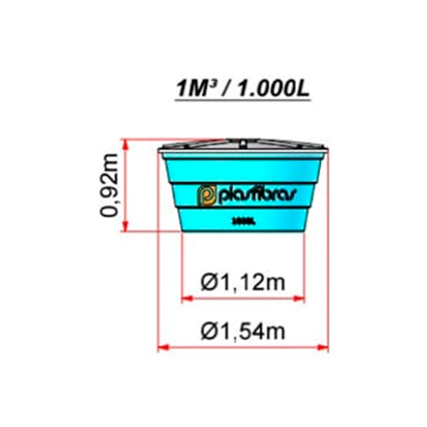 Caixa d’Água PRFV Plasfibras – 1000 Litros