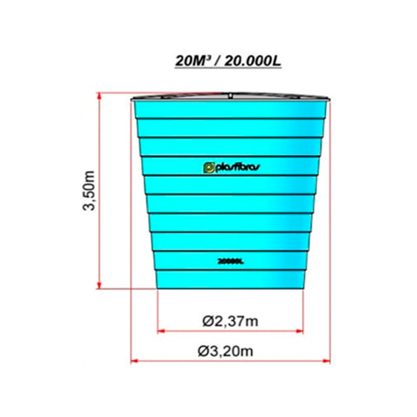 Caixa d’Água PRFV Plasfibras – 20000 Litros