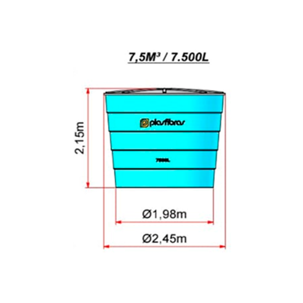 Caixa d’Água PRFV Plasfibras – 7500 Litros